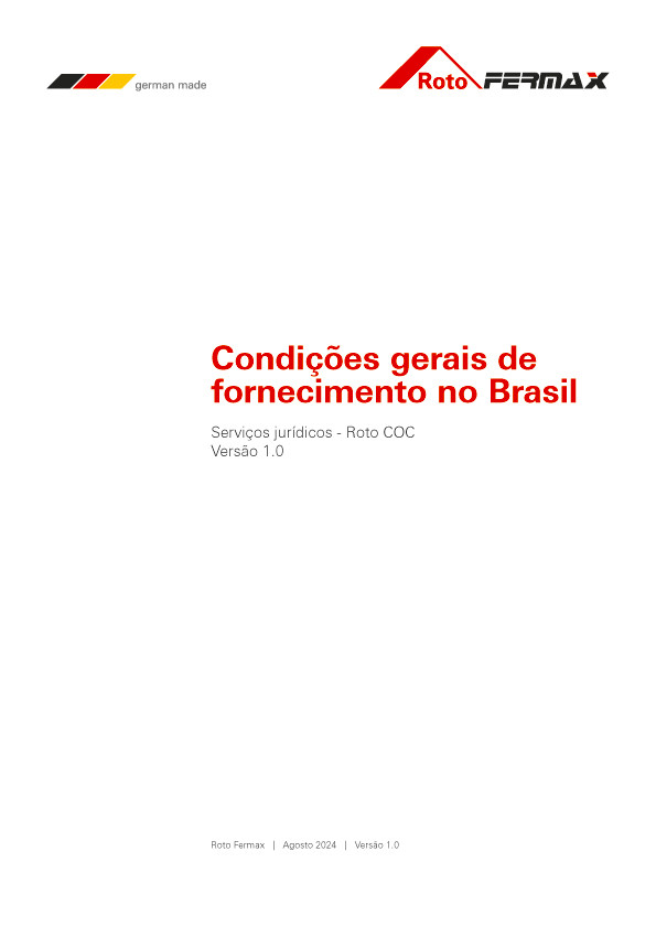 Condições gerais de fornecimento no Brasil - Versão 1.0